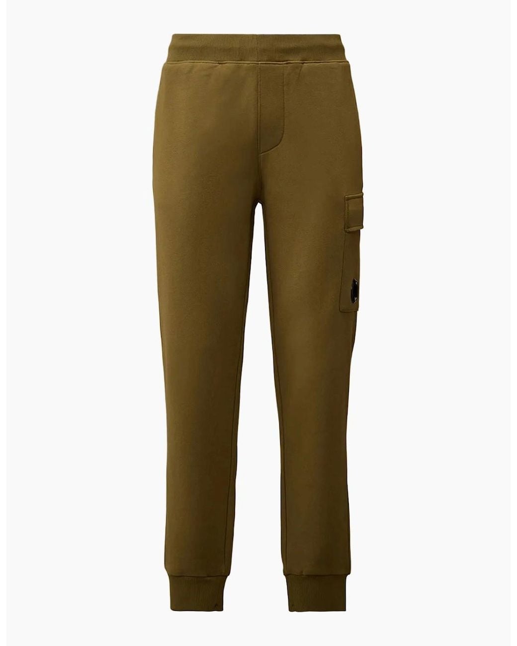 C P Company Green Diagonal Raised Fleece Lens Sweatpants for men