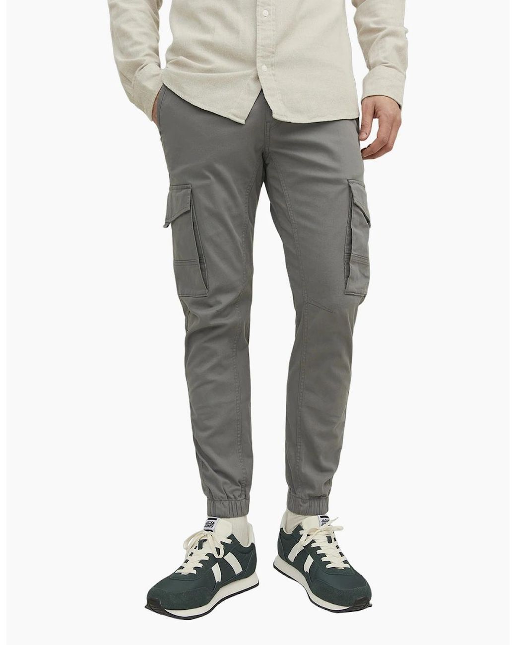 Jack & Jones Gray Paul Flake Slim Fit Cargos for men