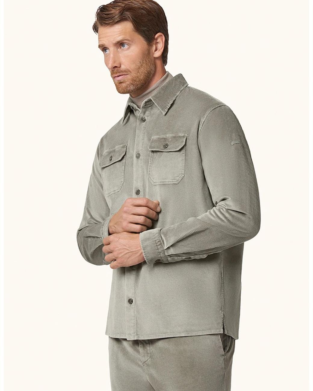 Paul & Shark Gray Velvet Corduroy Overshirt for men