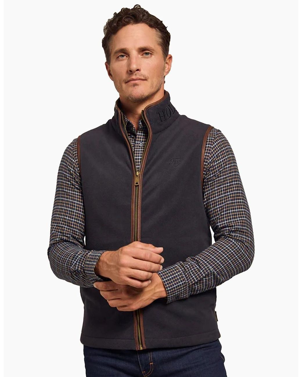 Holland Cooper Blue Country Fleece Gilet Ink for men