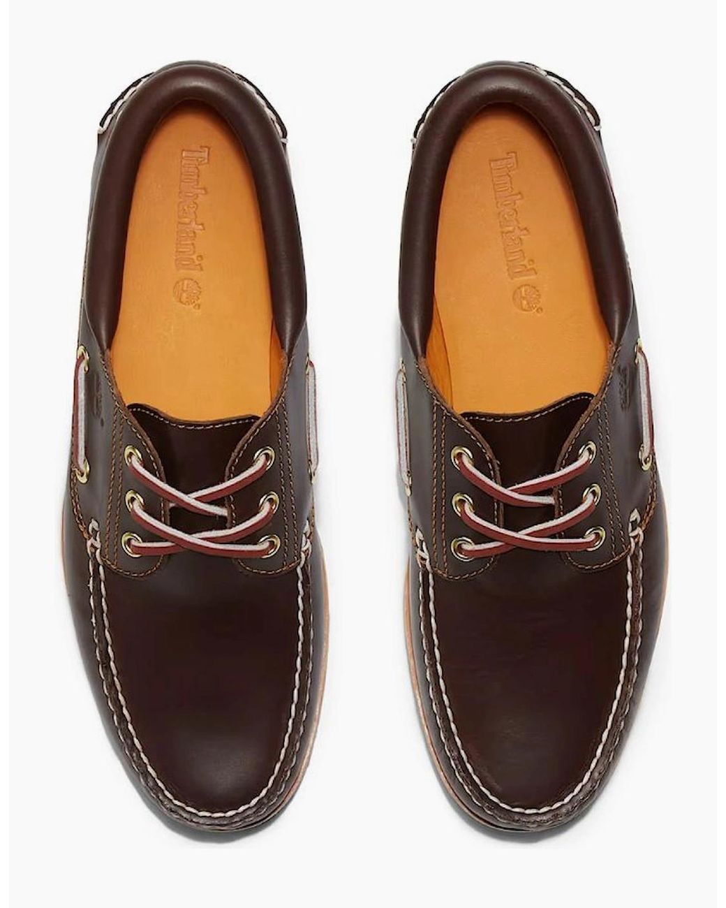 Timberland Brown Authentic 3-Eye Lug Handsewn Boat Shoe for men