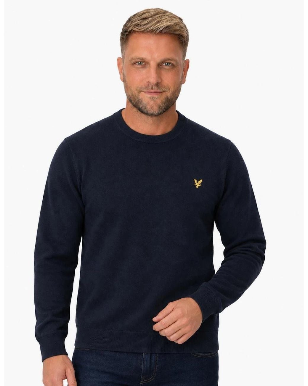 Lyle & Scott Blue Lyle & Scott Merino Crew Neck Jumper Dark for men