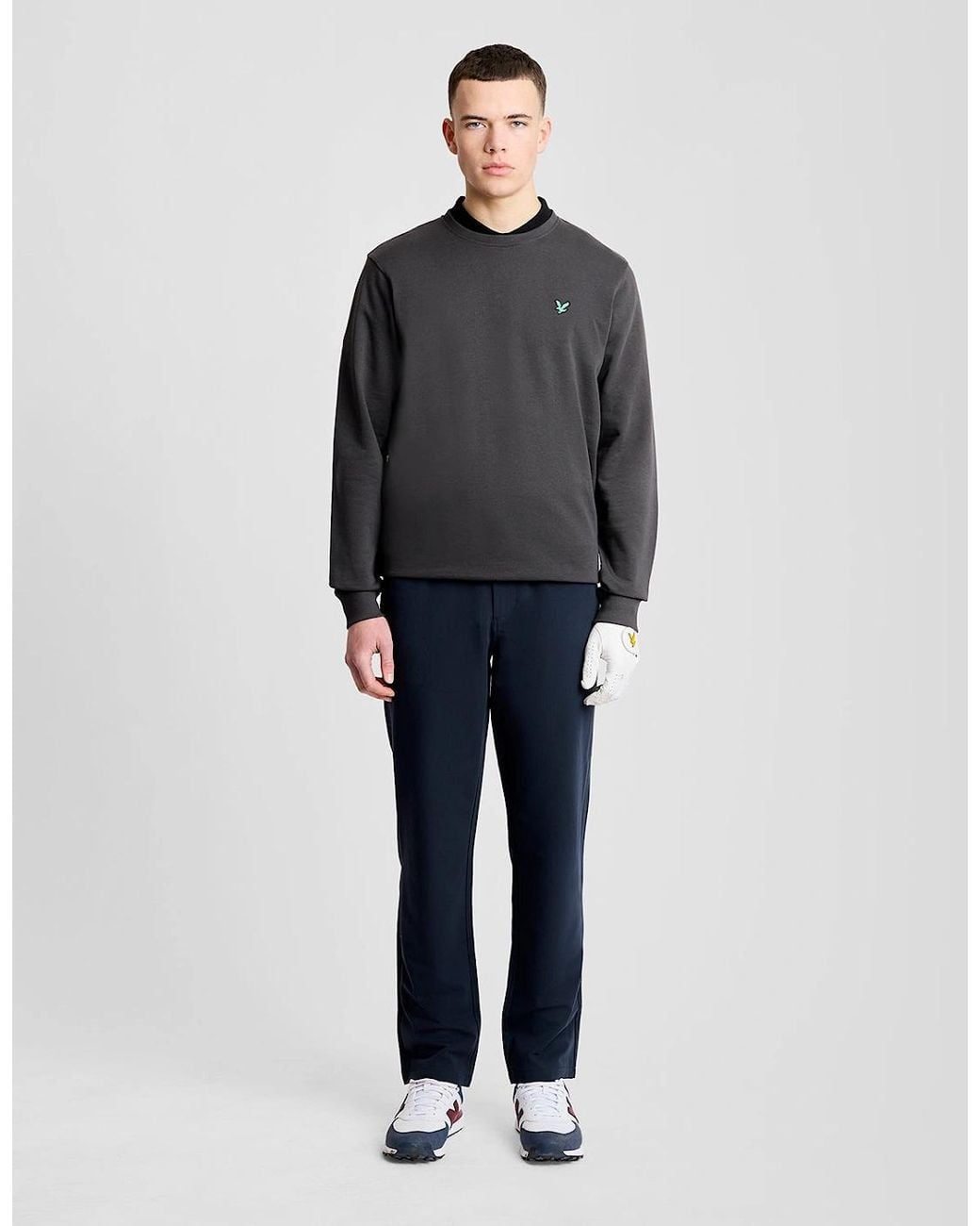 Lyle & Scott Gray Eagle Cotton Crew Neck Sweatshirt for men