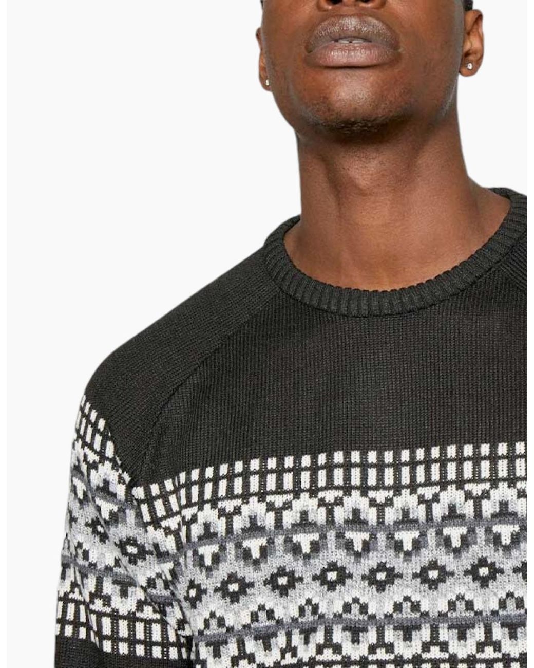 Brave Soul Gray Pullover Jumper Funnel Neck Knitted Top Warm Christmas Sweaters for men
