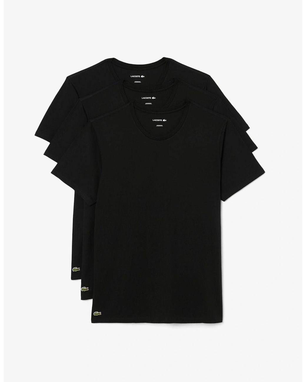 Lacoste Black 3-Pack Cotton Crew Neck T-Shirts for men