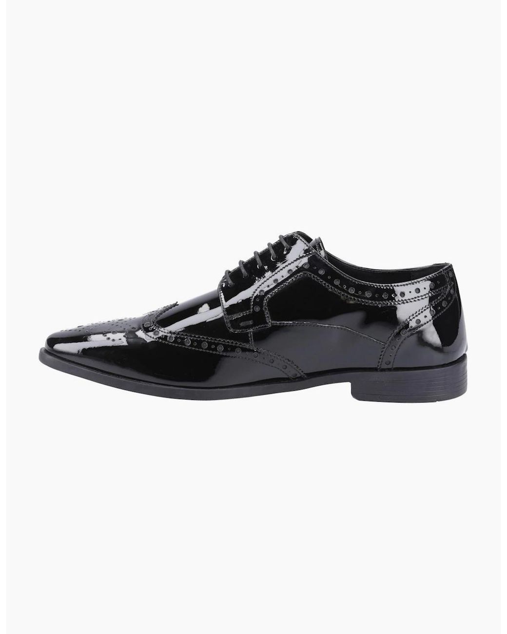 Hush Puppies Black Elliot Brogue Patent Shoes for men