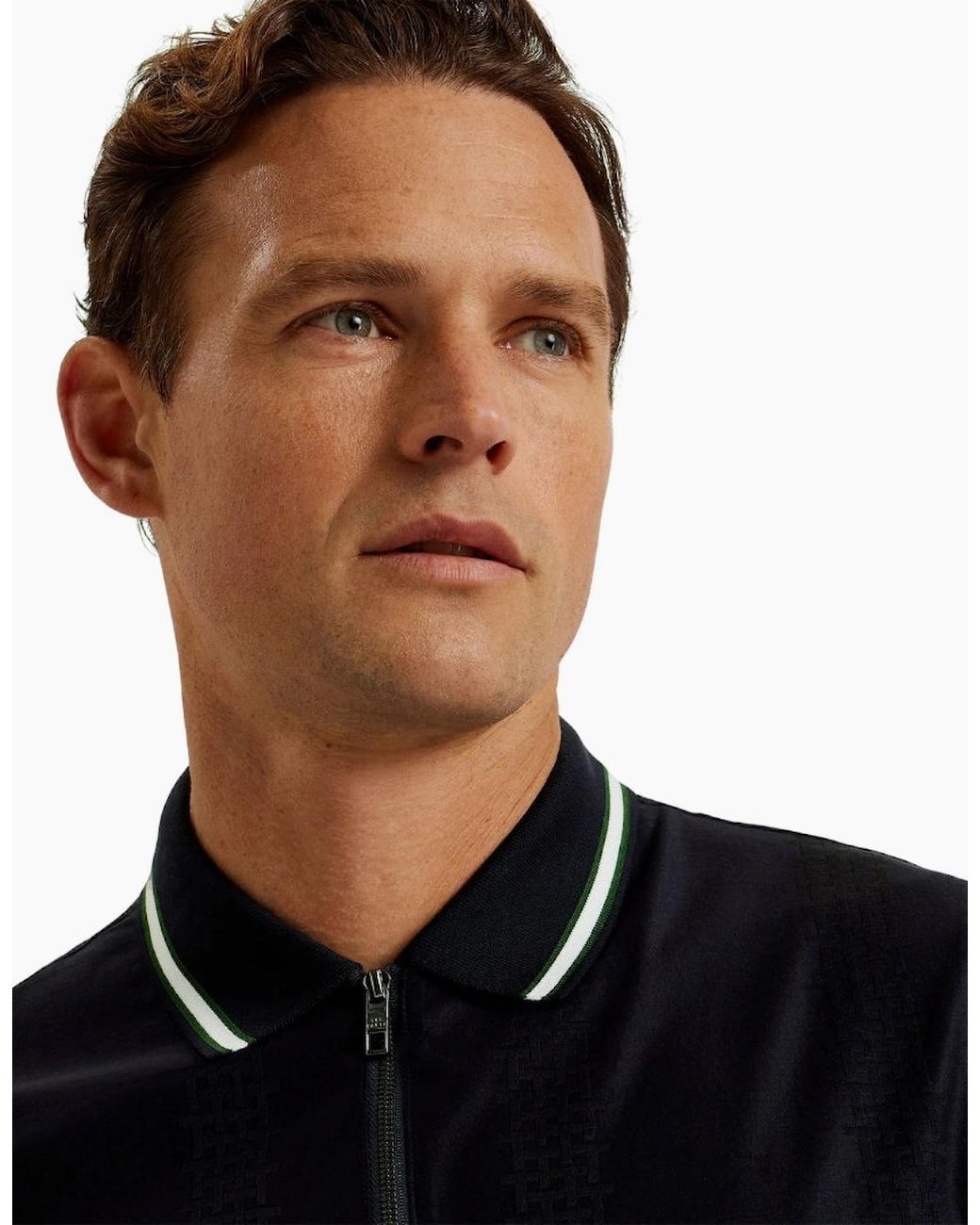 Ted Baker Blue Orbite Slim Fit Jacquard T Polo Shirt for men