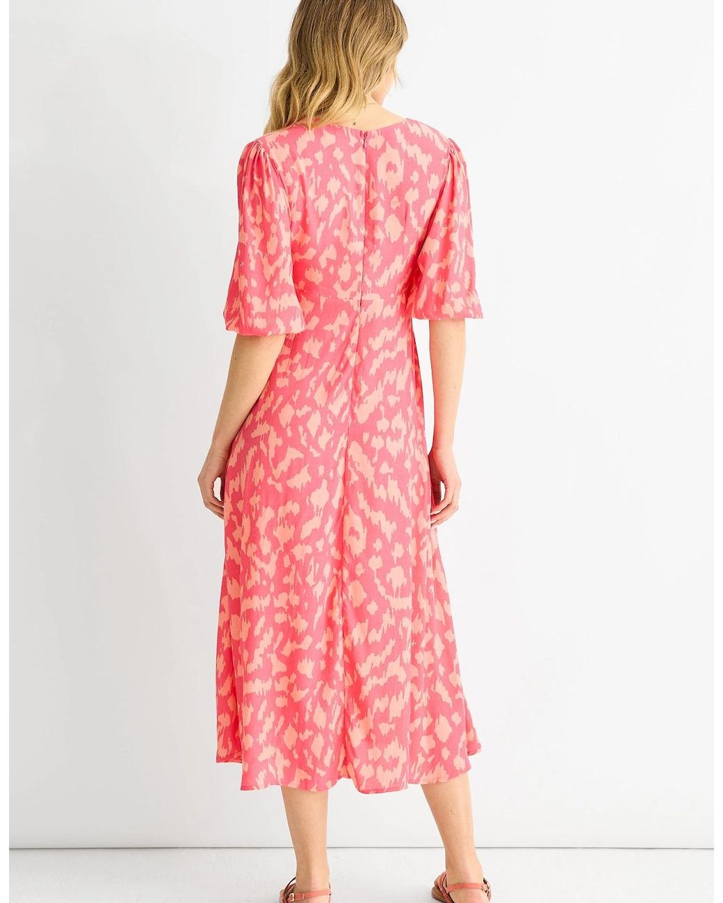 Gini London Pink Animal Print Viscose Midi Dress
