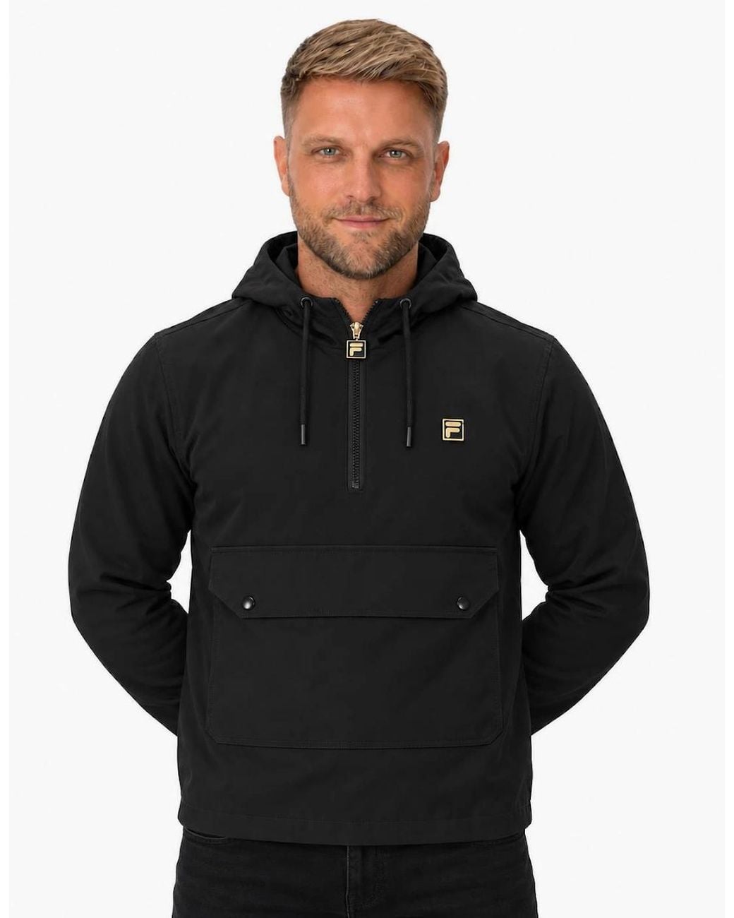 Fila Black Duran Over The Head Anorak Jacket for men