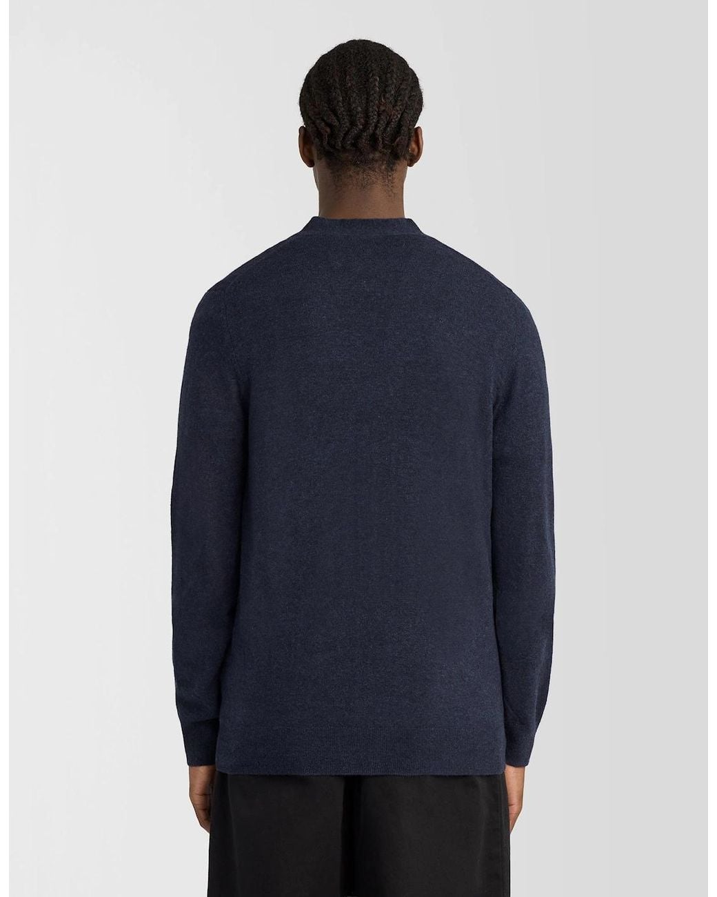 Lyle & Scott Blue Lambswool Blend V-Neck Cardigan for men
