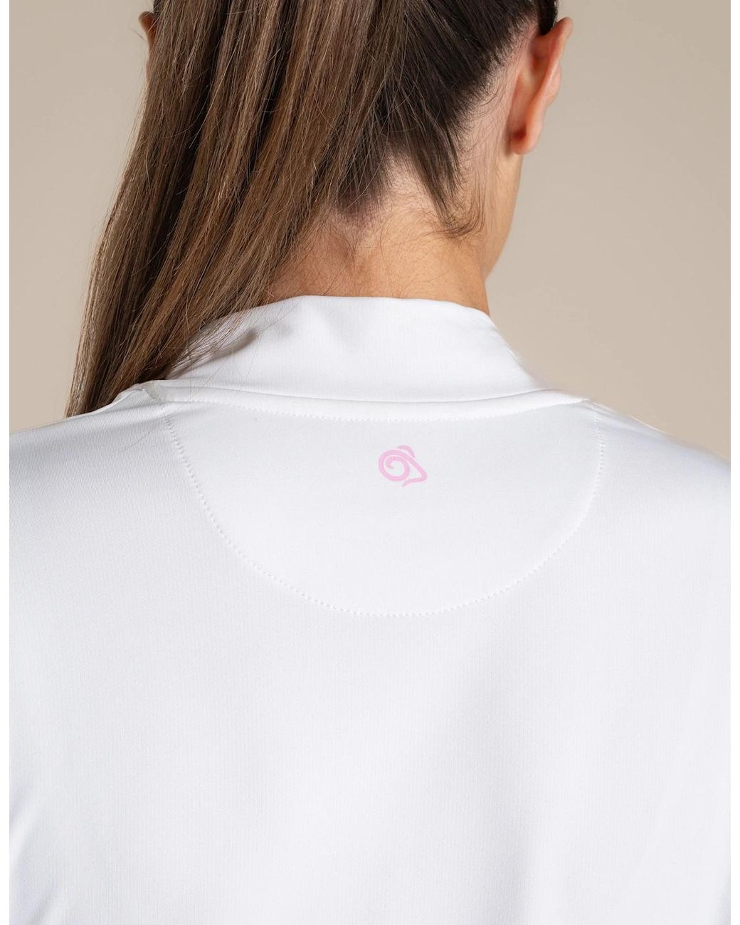 Craghoppers White Ladies Nosilife Mock Neck Long-Sleeved Golf T-Shirt