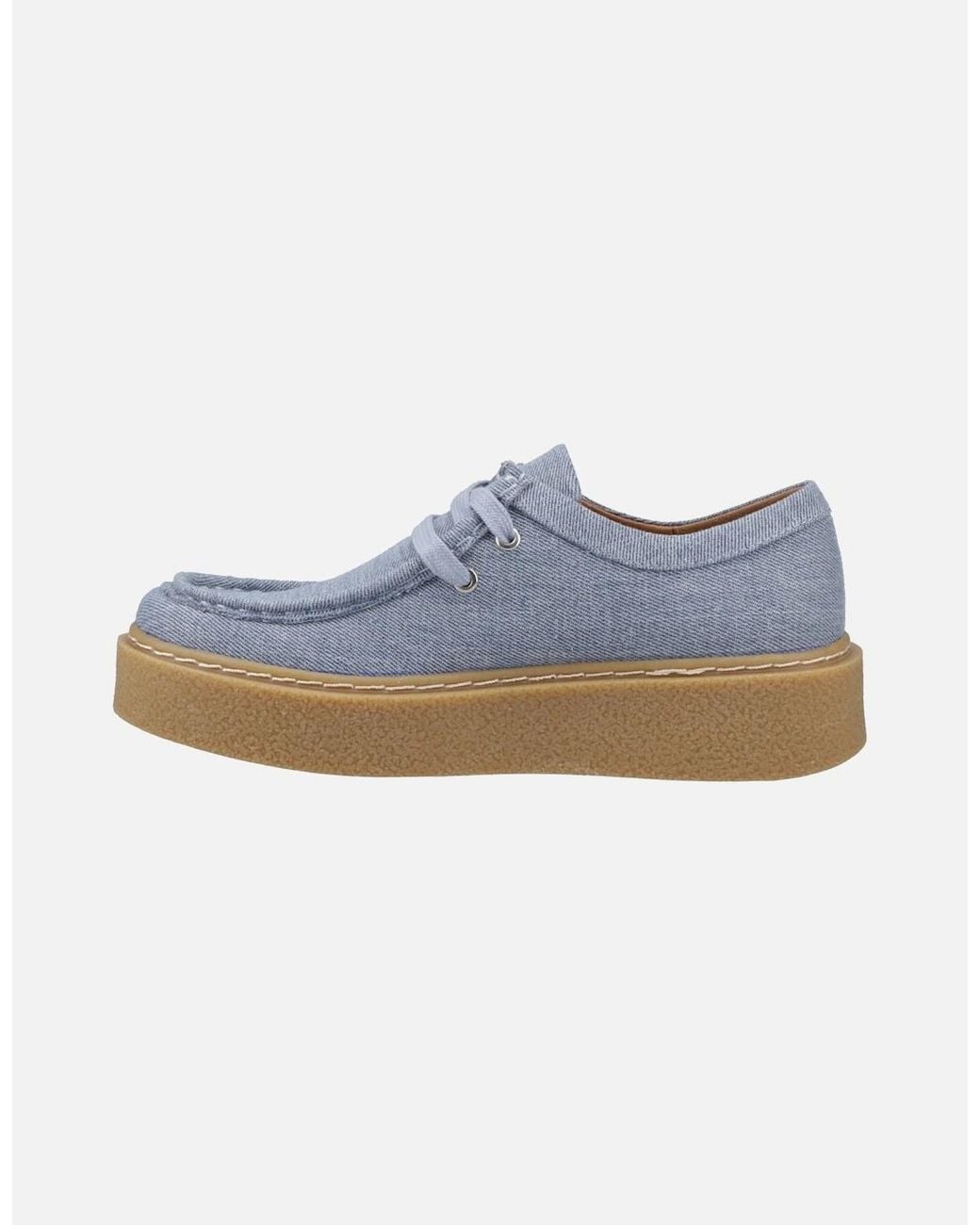 Hush Puppies Blue Bridie Textile Mocc Toe Shoes