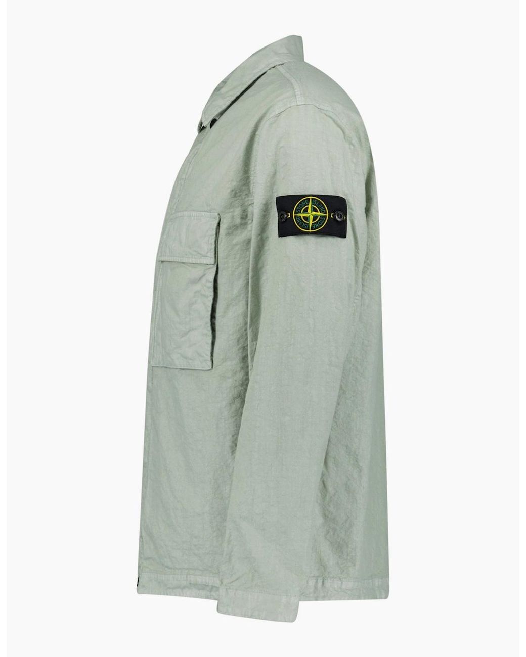 Stone Island Green Organic-Look Nylon Panama-Tc Overshirt for men