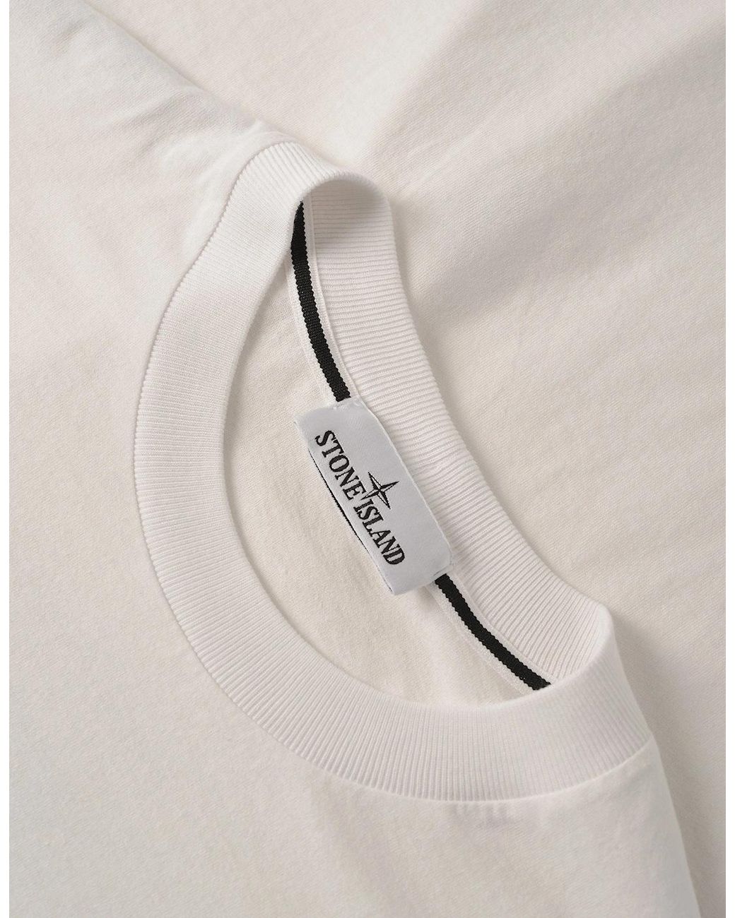 Stone Island White Branded 2100033 T-Shirt Cream for men