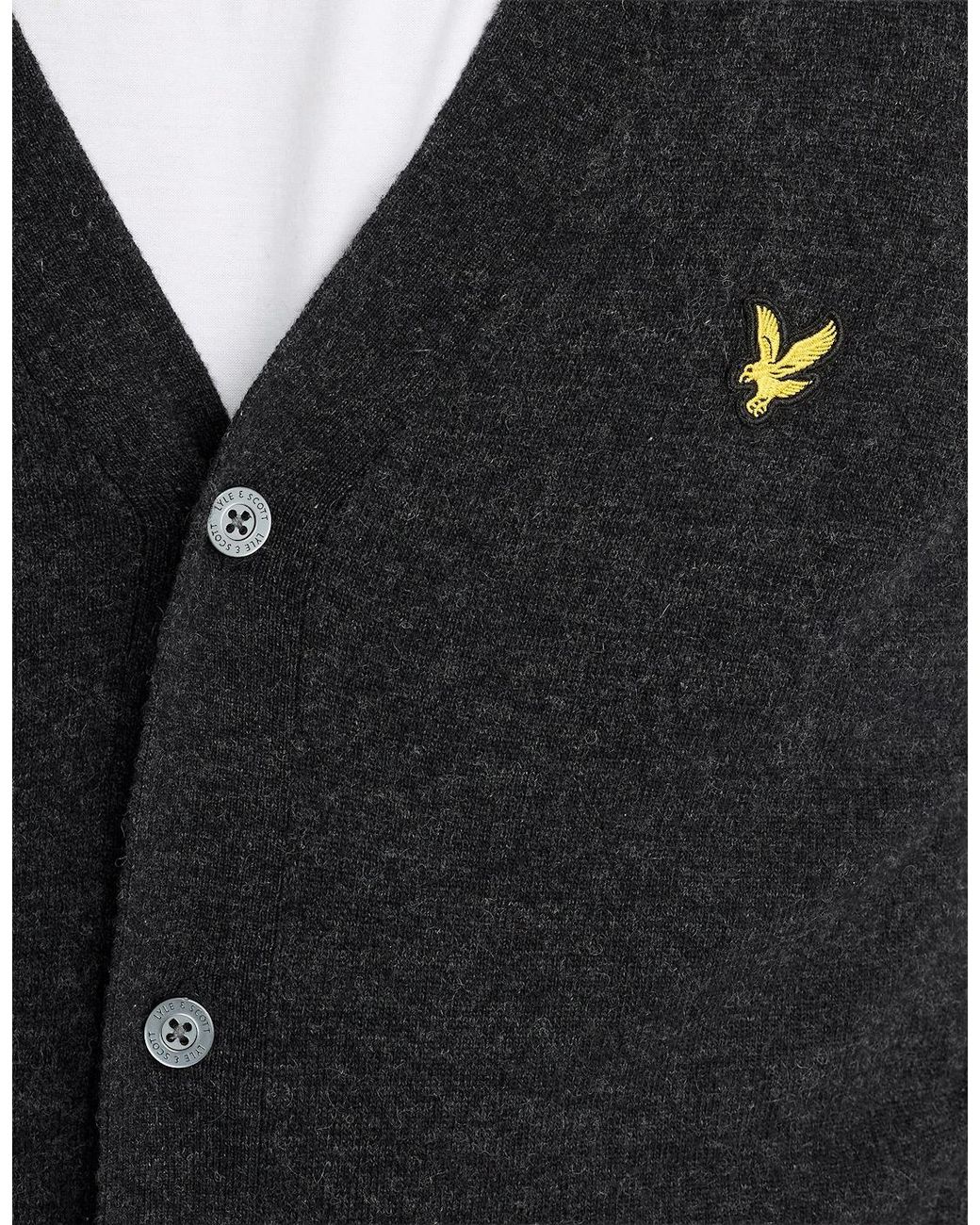 Lyle & Scott Gray Lambswool Blend V-Neck Cardigan for men