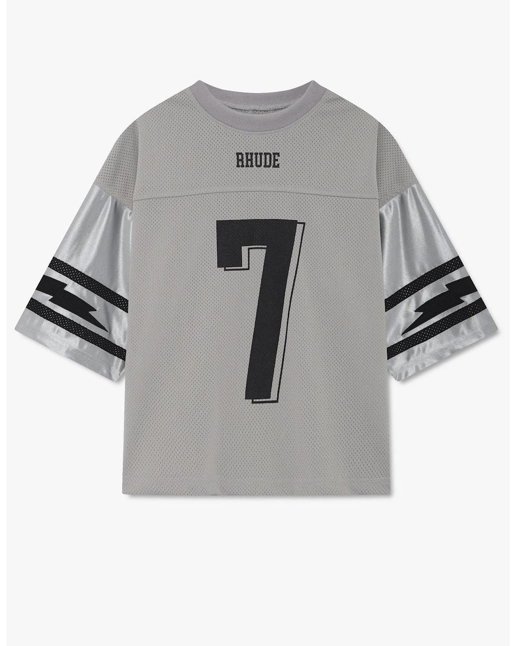 Rhude Gray Lightning Football Jersey Tee for men