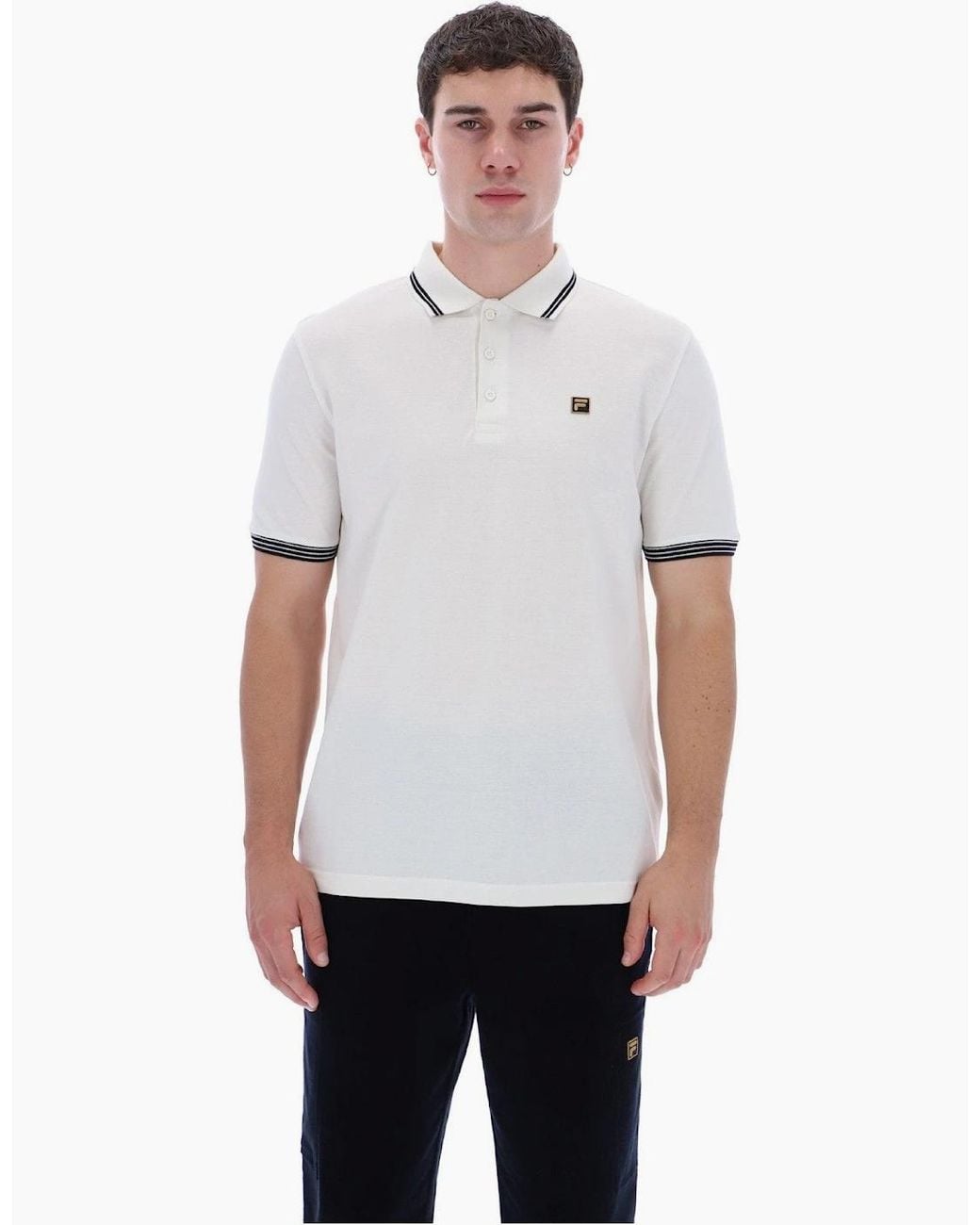 Fila White Soren 3 Tipped Short Sleeve Polo Shirt for men