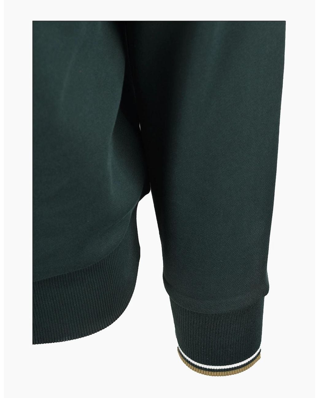 Fred Perry Green Half Zip Sweatshirt Grassroots/Ecru/ Bronze for men