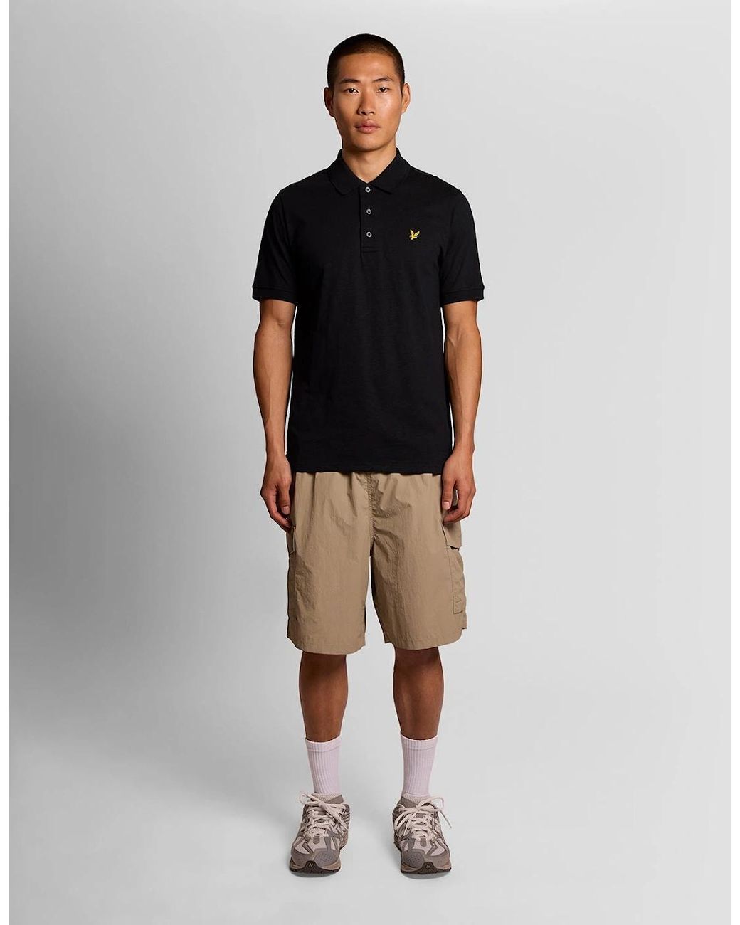 Lyle & Scott Black Fine Cotton Slub Polo Shirt for men