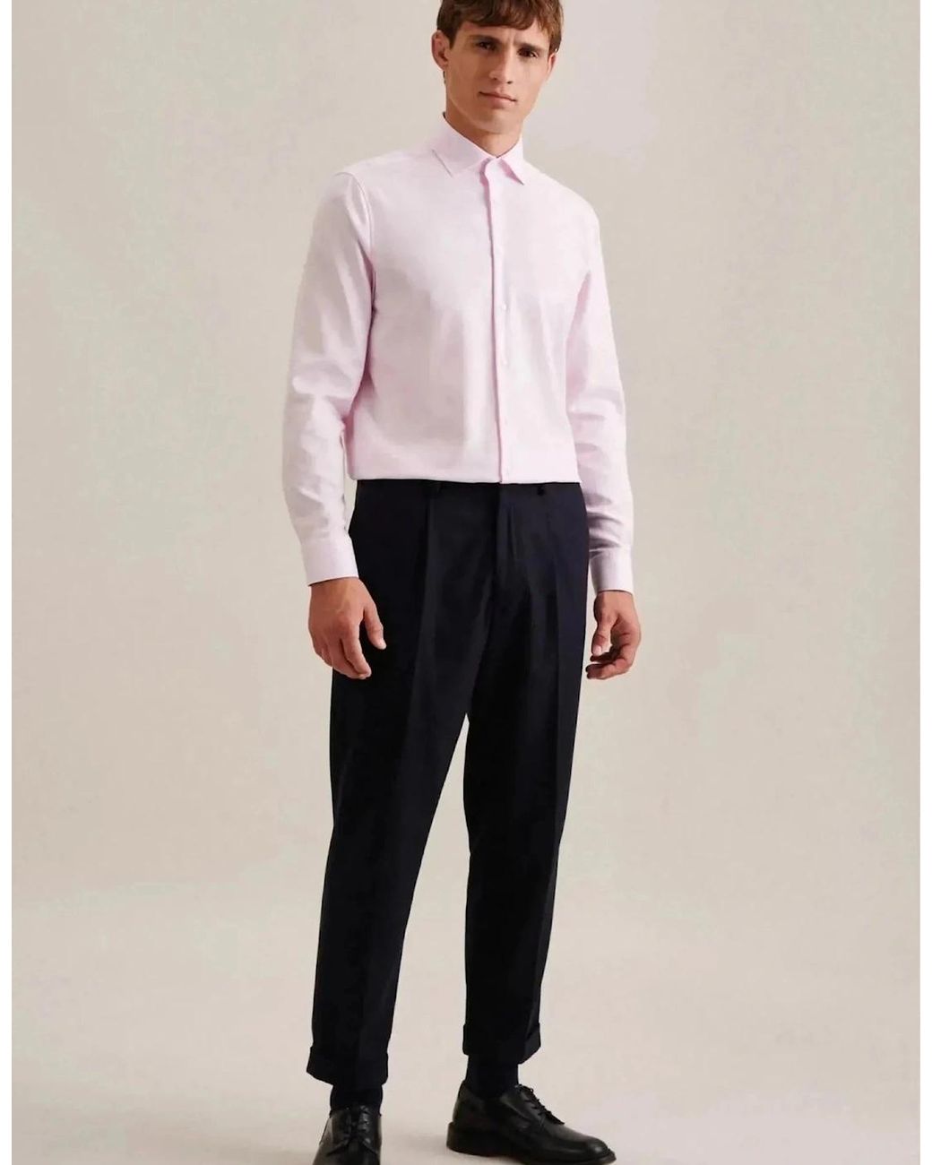 Seidensticker White Regular Fit No Iron New Kent Structured Business Shirt for men