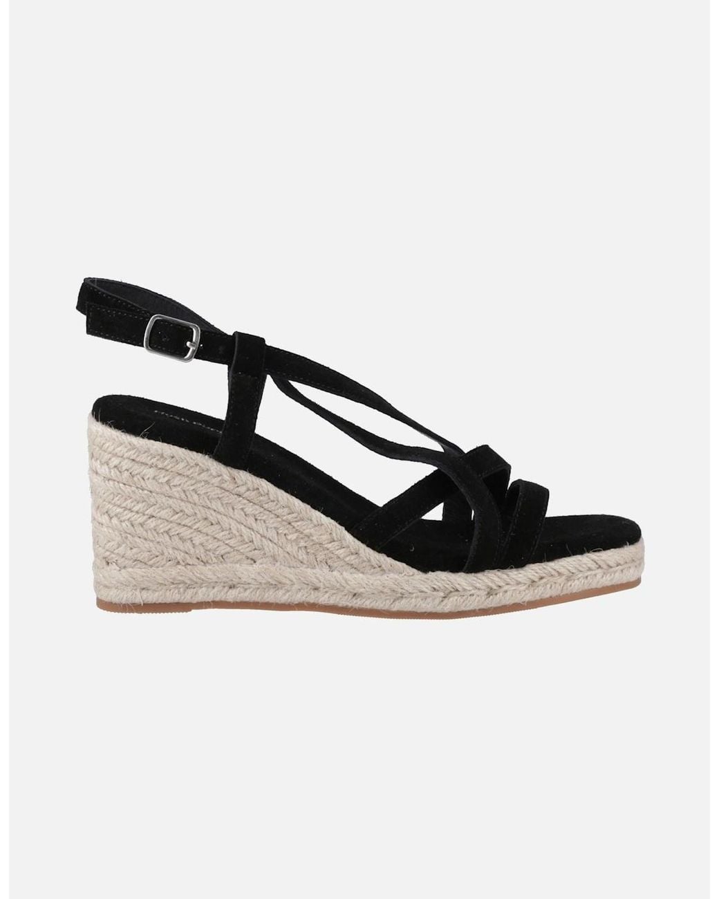 Hush Puppies Black Jenny Espadrille Wedge Suede Wedges