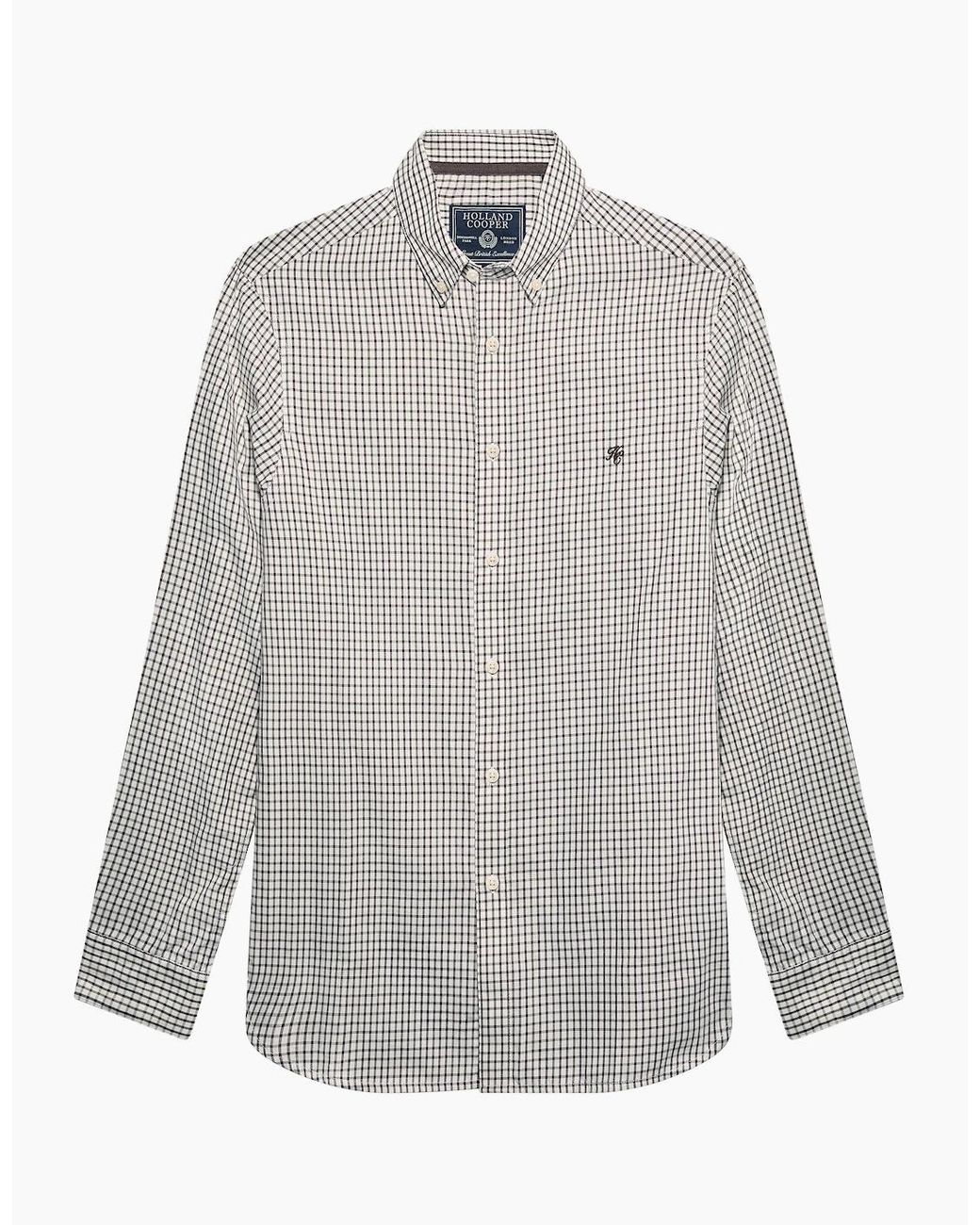 Holland Cooper Gray Classic Woven Button Down Shirt Check for men