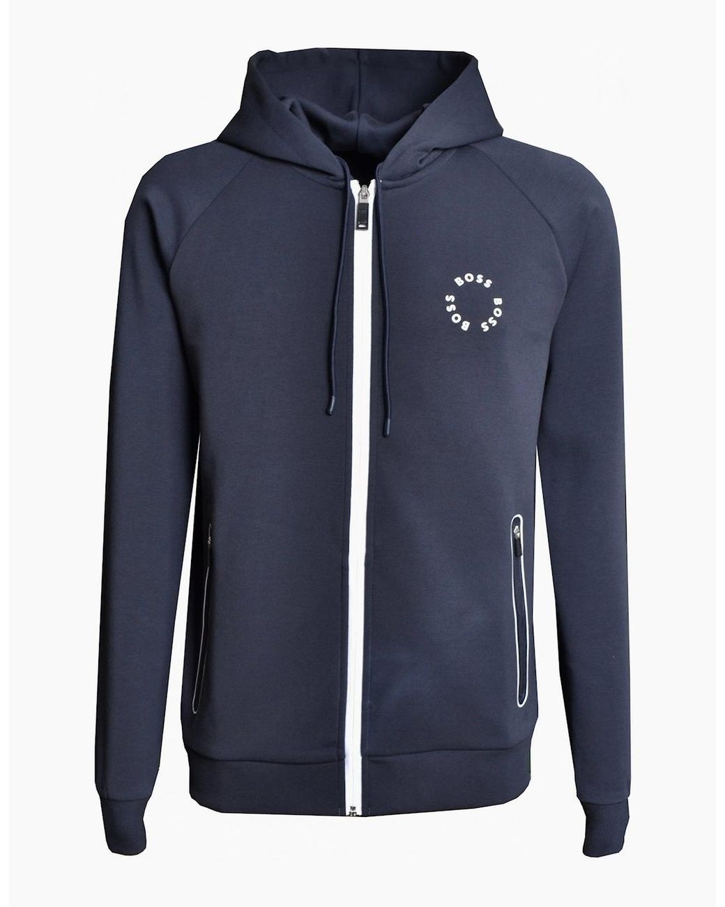 Boss Blue Saggy 2 Dark Zip Up Hooded Sweatshirt for men