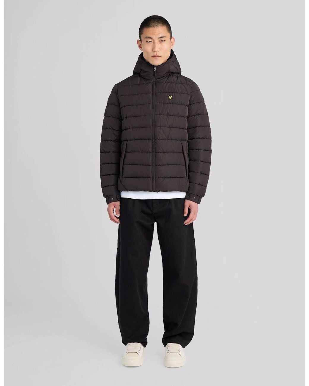 Lyle & Scott Black Hooded Quilted Jacket for men