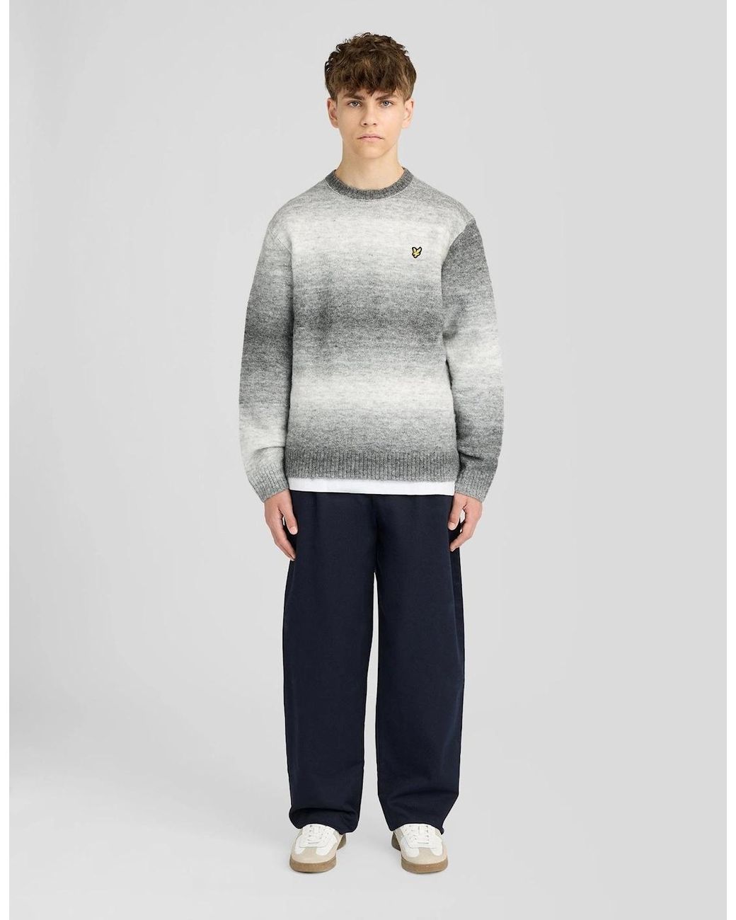 Lyle & Scott Gray Ombre Crew Neck Jumper for men