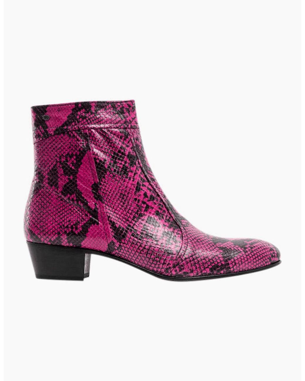 Club Cubano Purple Emmanuel Snakeprint Leather Cuban Heel Boots Neon for men
