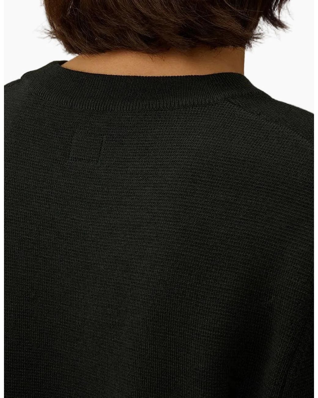 C P Company Black Re-Wool Crewneck Lens Knit for men