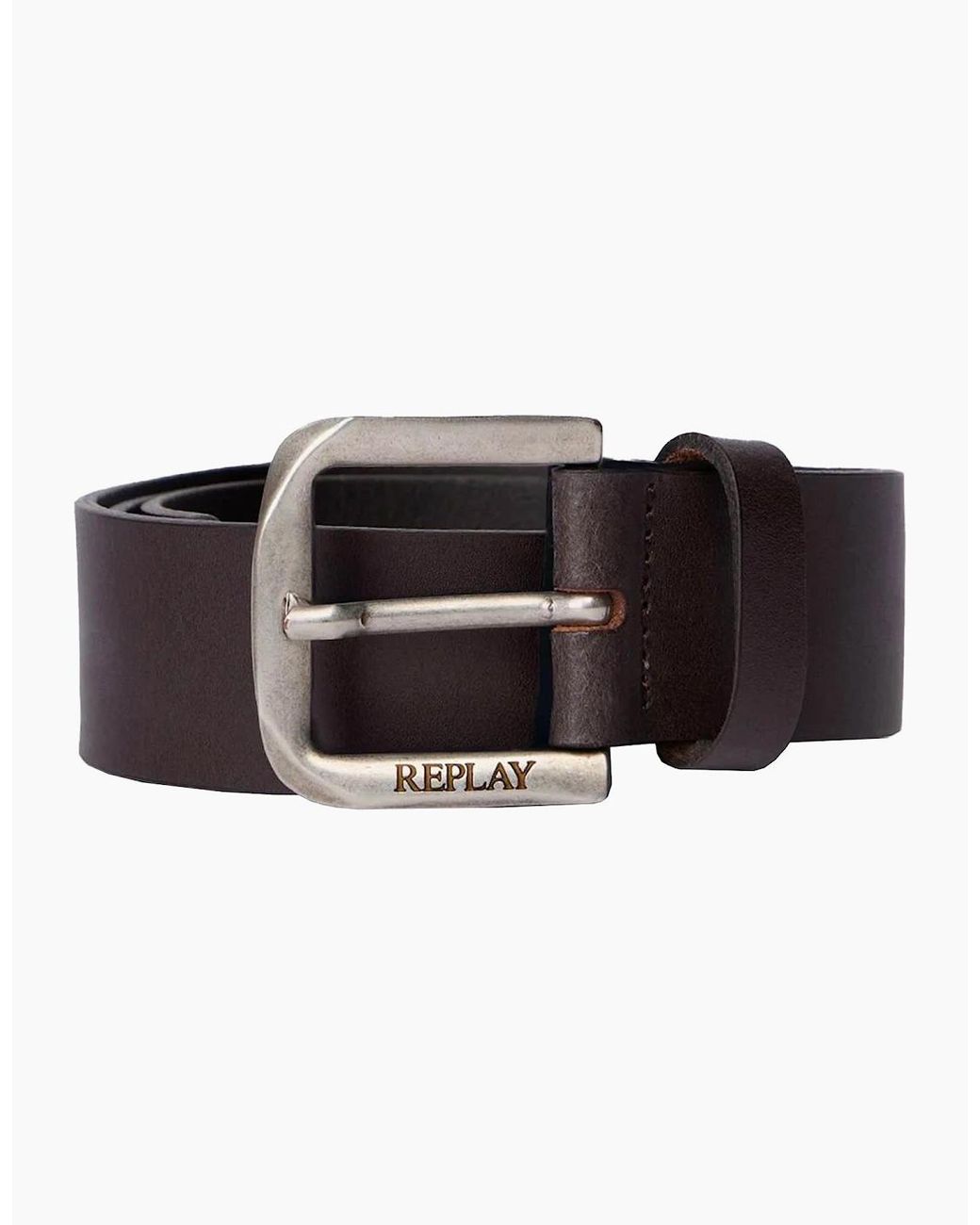 Replay Black Leather Belt for men