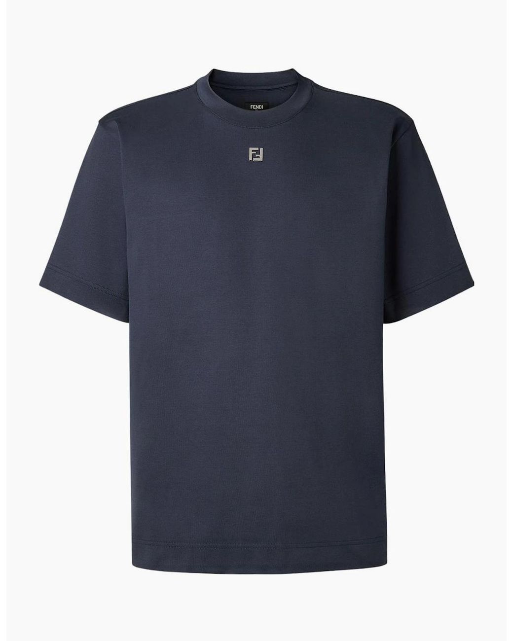 Fendi Blue Ff Metal Detail Plaque T-Shirt for men