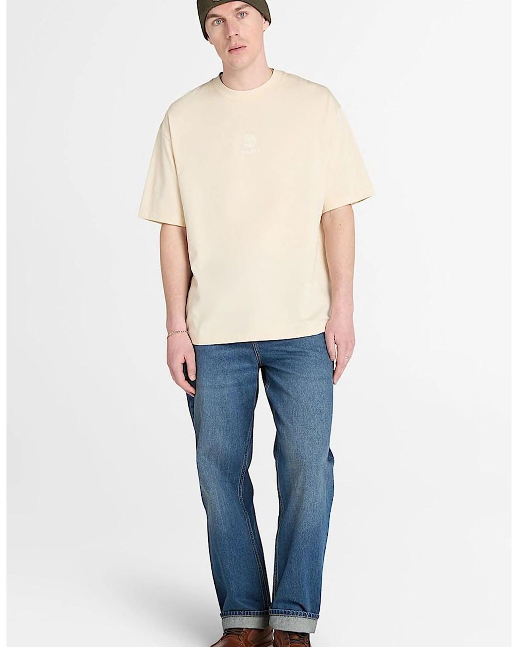 Timberland White Hampton Stack Logo Tee for men