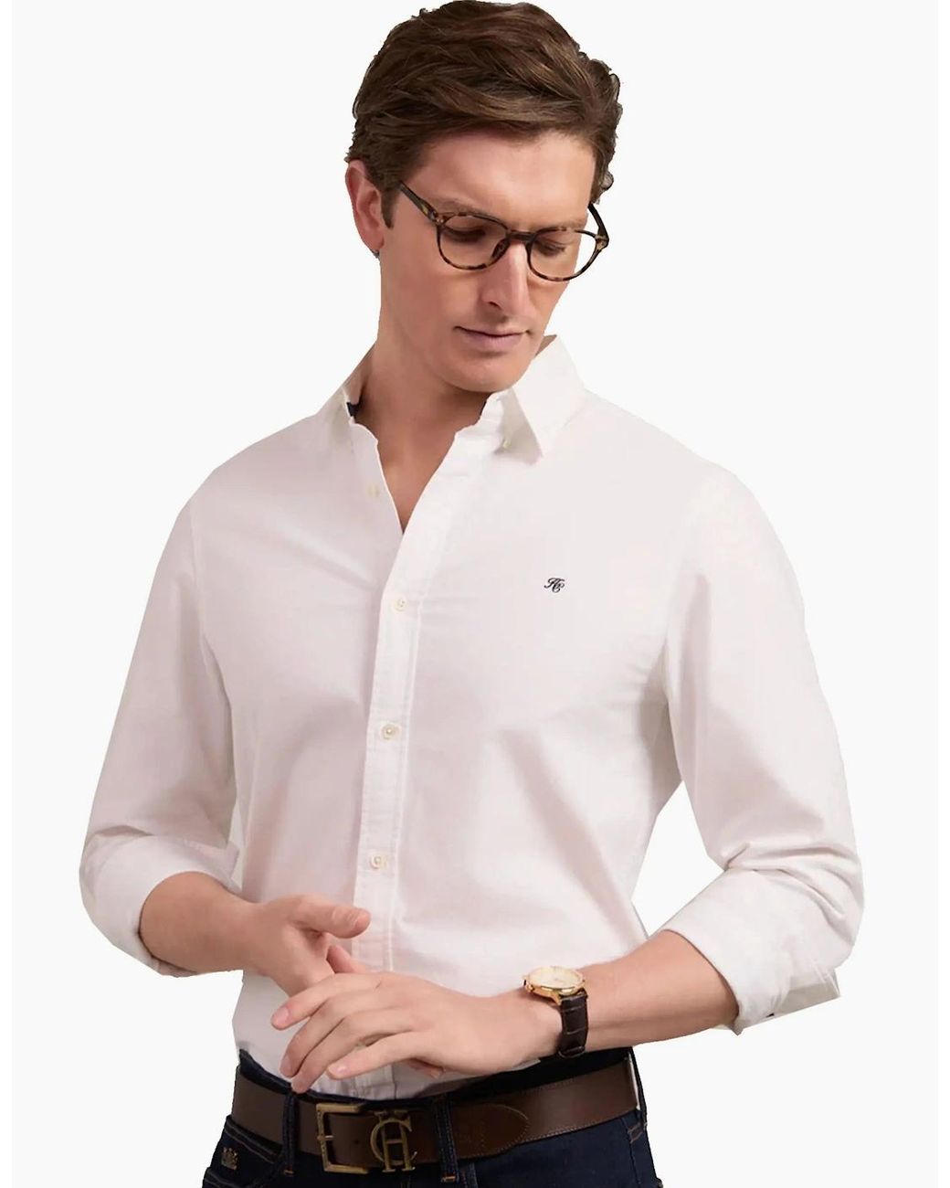 Holland Cooper White Classic Oxford Shirt for men