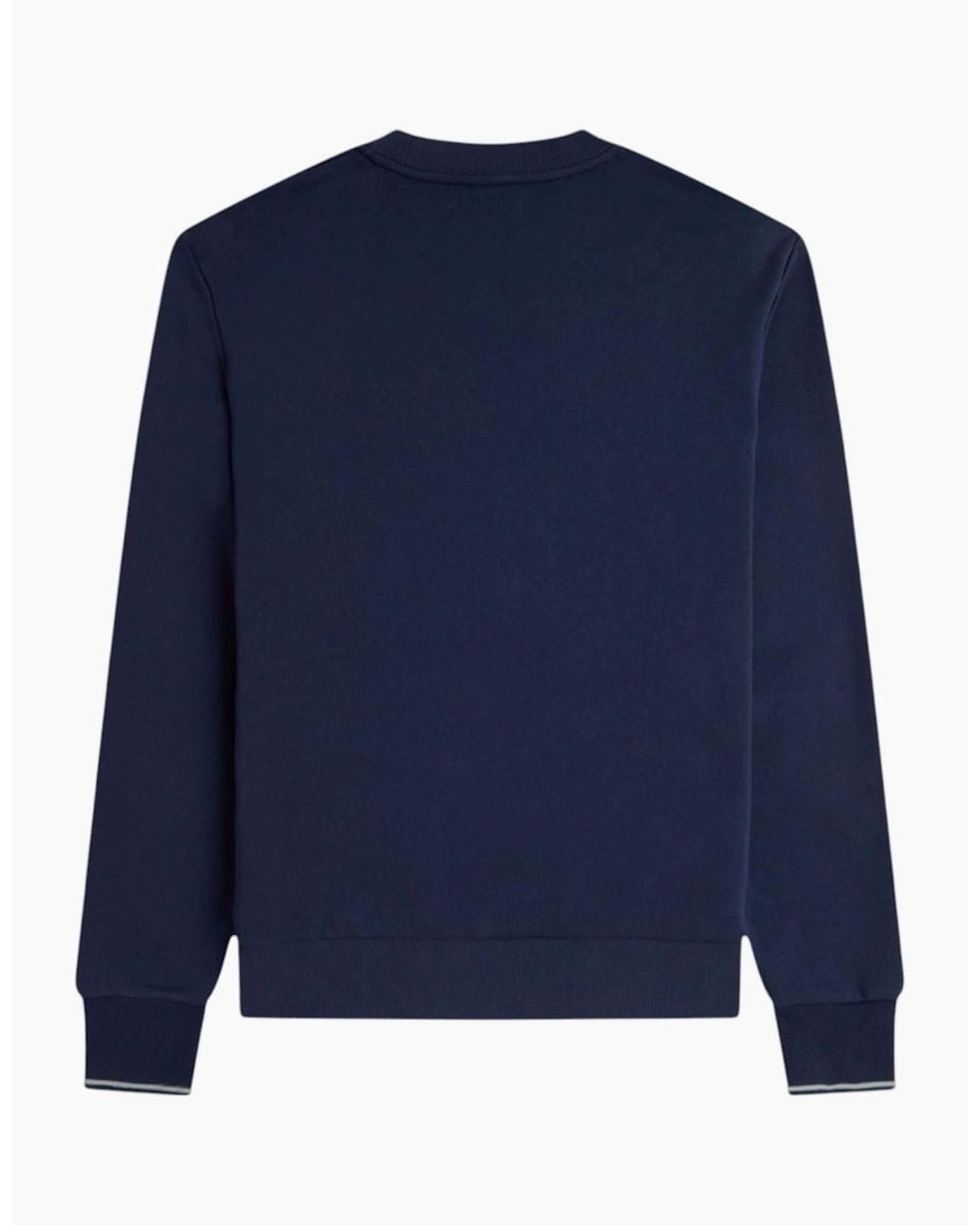 Fred Perry Blue Crew Neck Sweatshirt Embroidered Logo Pullover Cotton for men