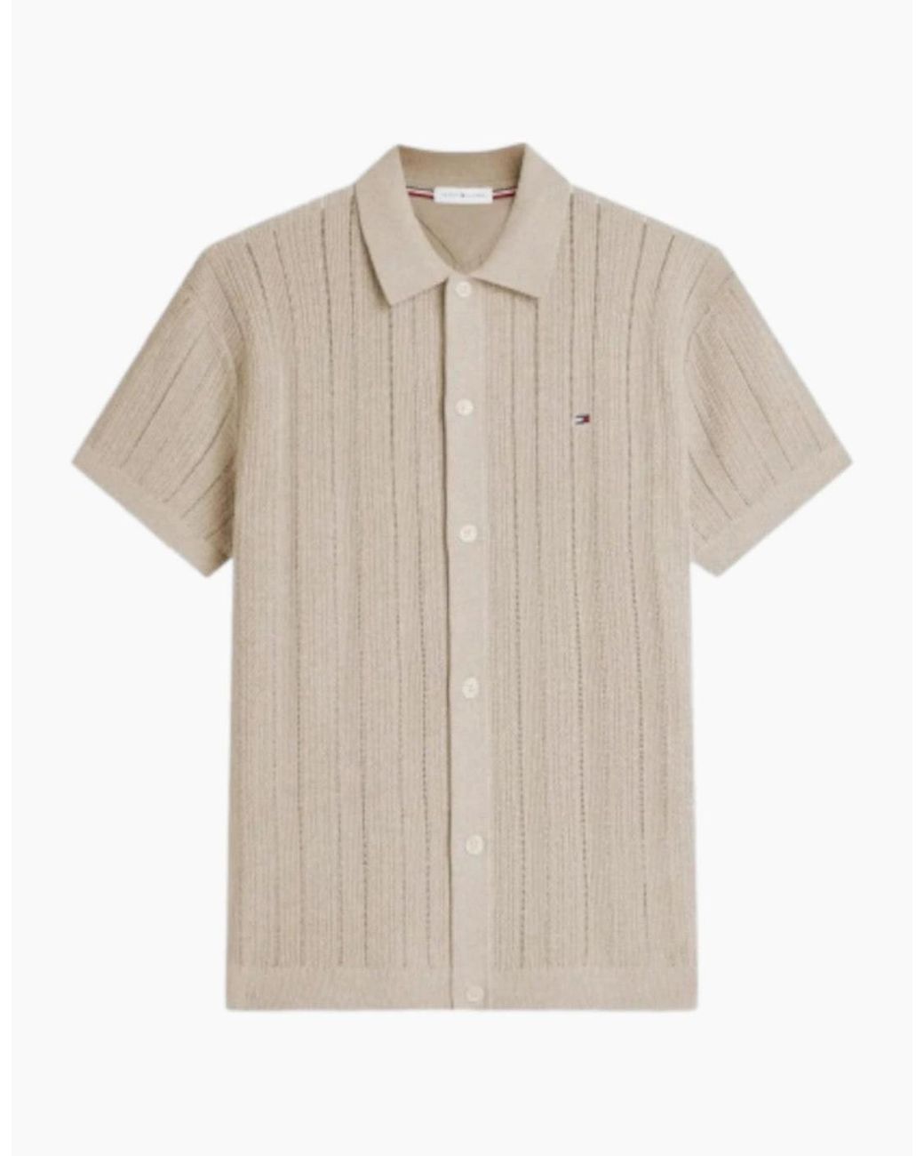 Tommy Hilfiger Natural Ss Pointelle Shirt Adk Batique Khaki Heather for men