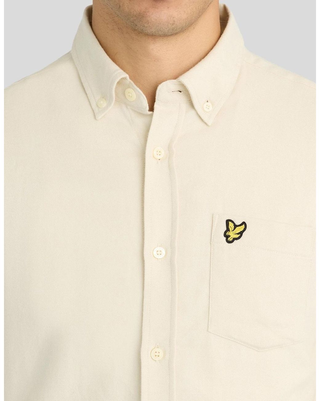 Lyle & Scott Natural Button Down Flannel Shirt for men