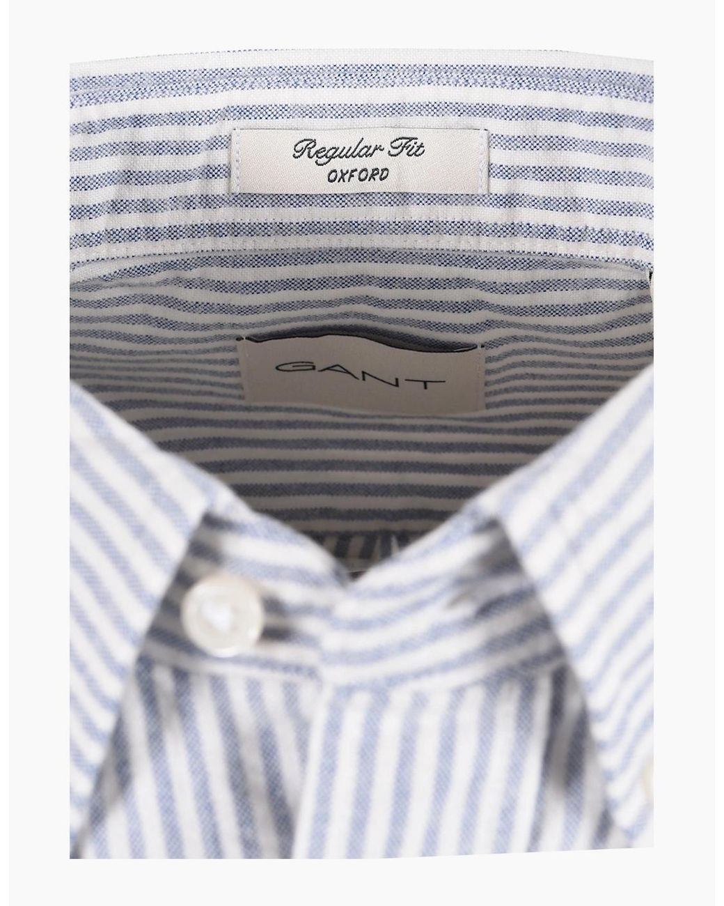 Gant Blue Reg Fit Brushed Oxford Stripe Shirt Crisp for men