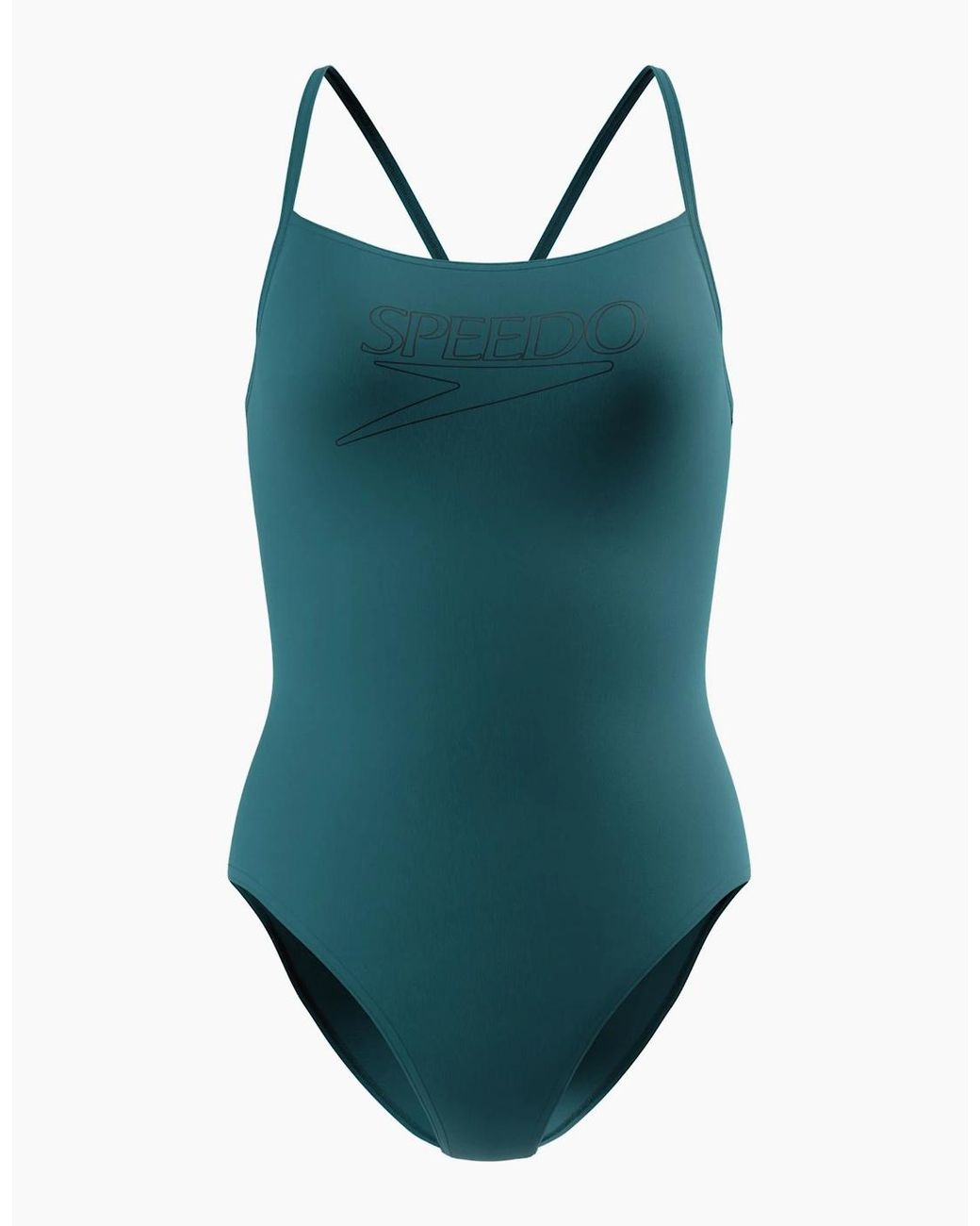 Speedo Blue Ladies Logo Endurance+ Thin Strap One Piece Swimsuit