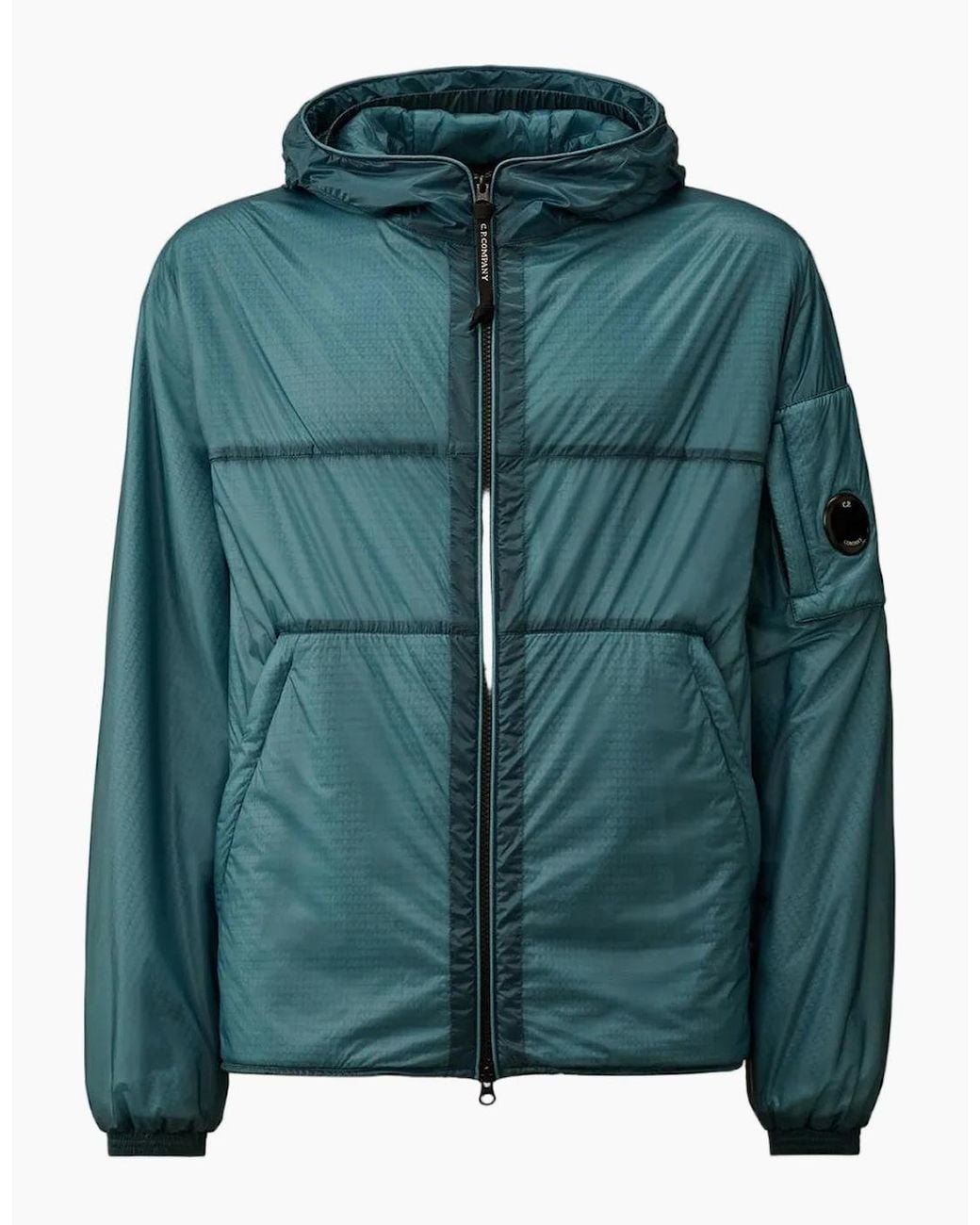 C P Company Green Nada Shell Padded Hooded Lens Jacket for men