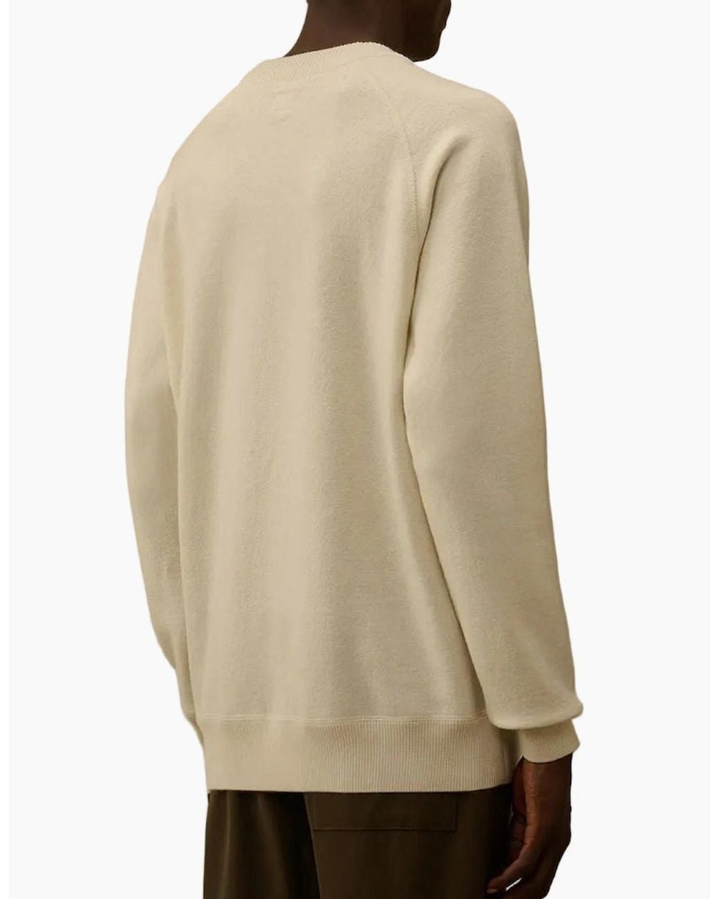 C P Company Natural Felted Merino Wool Crewneck Lens Knit for men