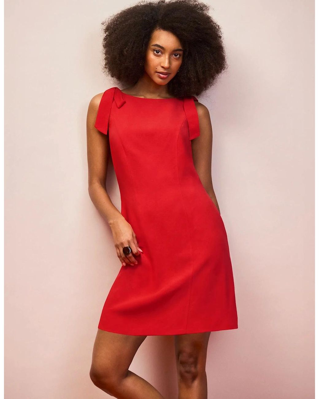 Ro&zo Red Linen-Blend Bow-Detail Mini Dress