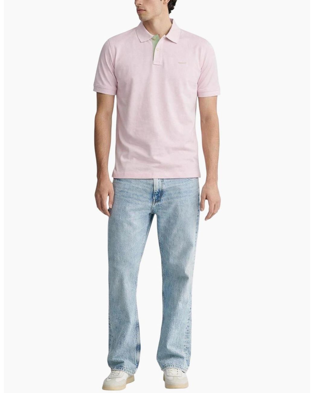 Gant Pink Polo Shirt Contrast Short Sleeve Summer Polo Cotton for men