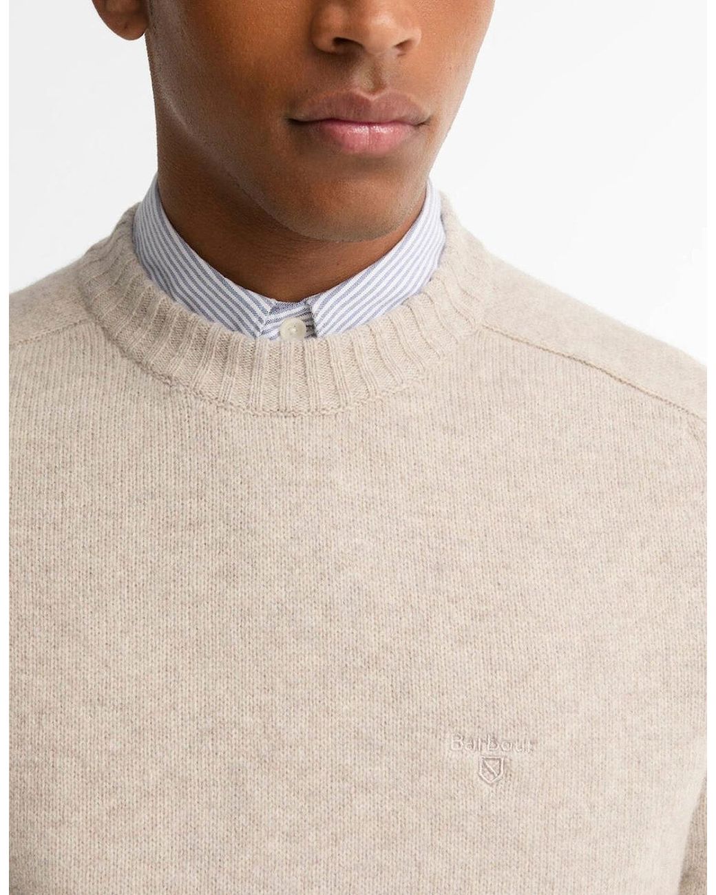 Barbour White Newtown Crew Neck Jumper for men