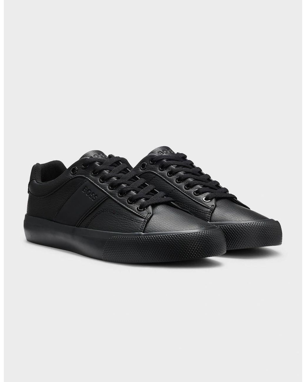 Boss Black Boss Aiden Tenn Faux-Leather Trainers With Plain And Grained Textures for men