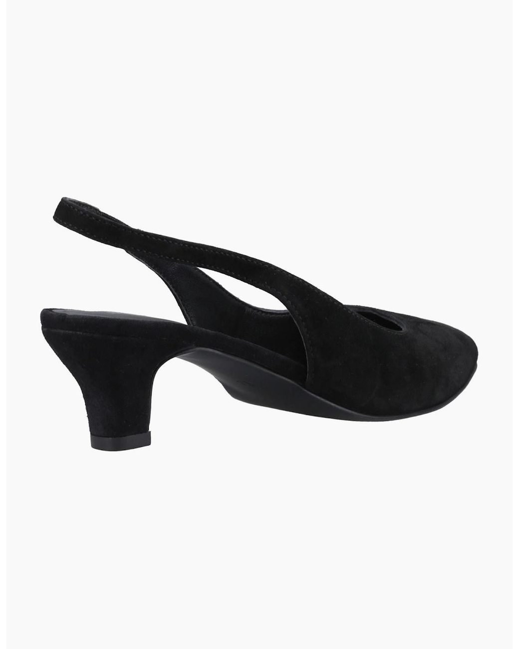 Hush Puppies Black Nahla Suede Heel Leather Round Slingback Shoes