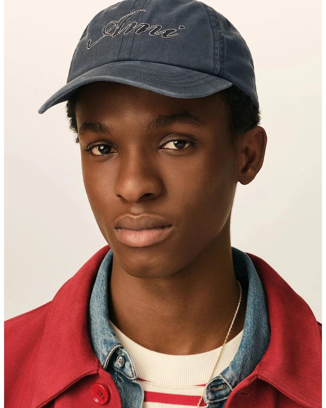 AMI Blue Ami Embroidery Cap Washed for men