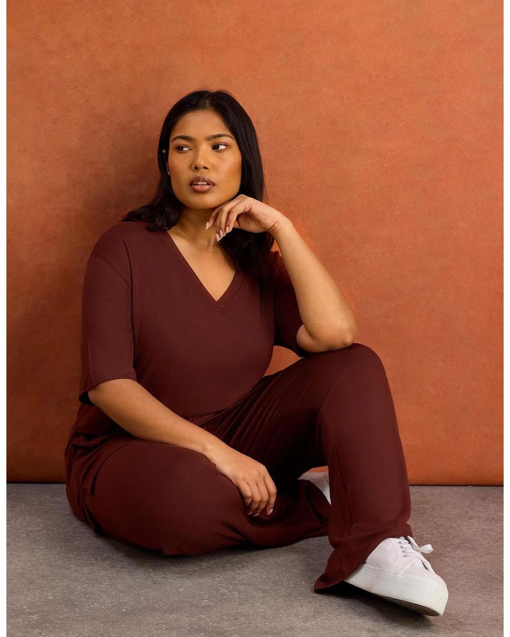 Live Unlimited London Brown Supersoft Wide Leg Trouser