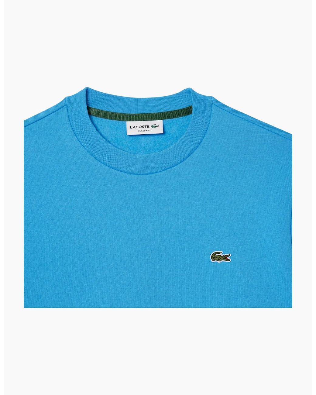 Lacoste Blue Fleece Crew Neck Sweatshirt Knitted Jumper Long Sleeve Sweat Tops for men